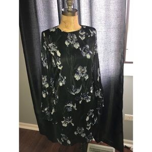 Black Floral Chiffon Dress